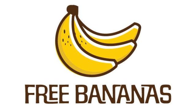 A logo with three bananas that reads Free Bananas