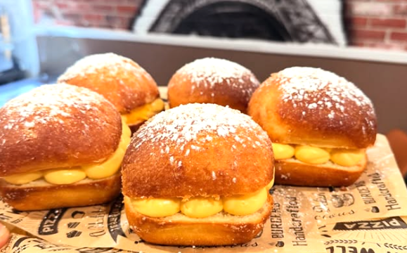 Brioche buns filled with custard
